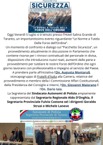 SEGRETERIA PROVINCIALE DI TARANTO